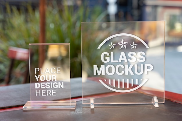 glass table tent mockup design