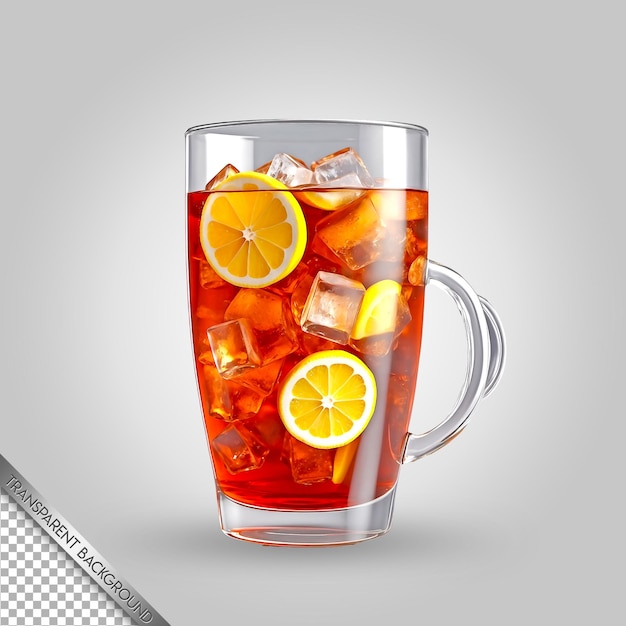 PSD a glass of tea with orange slices and ice in it