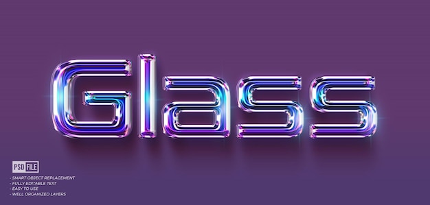 Glass text editable 3d style text effect