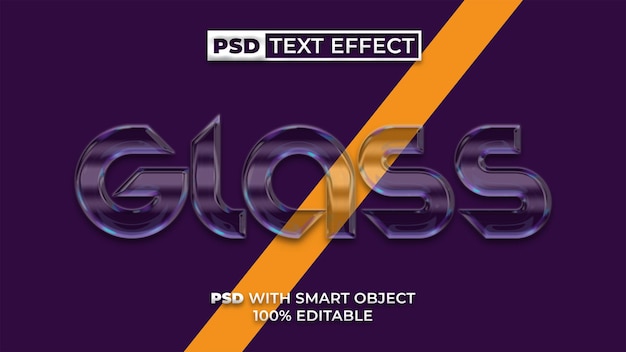 Glass text effect transparent style editable text effect