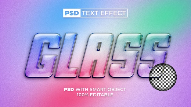 Glass text effect transparent style Editable text effect