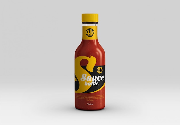 Glass tomato sauce bottle mockup