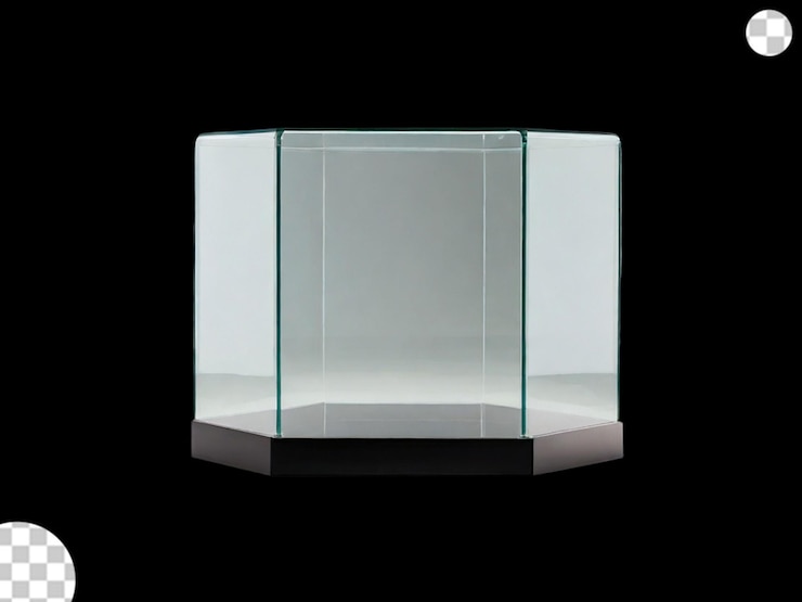 PSD glass transparent showcase podium png transparent
