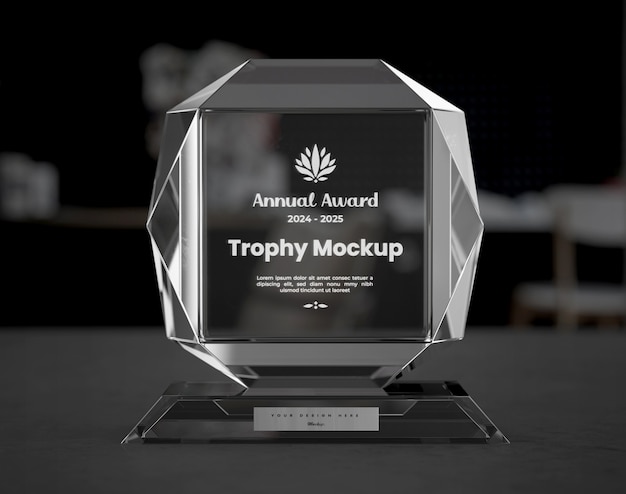 PSD design del mockup del trofeo di vetro