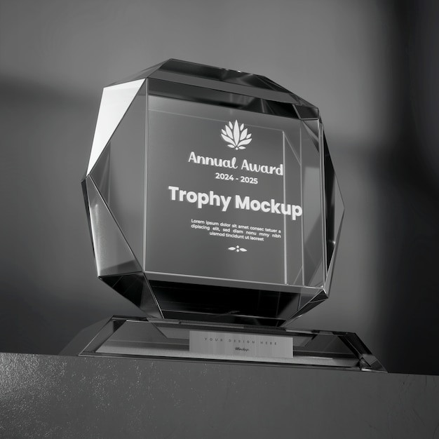 PSD design del mockup del trofeo di vetro