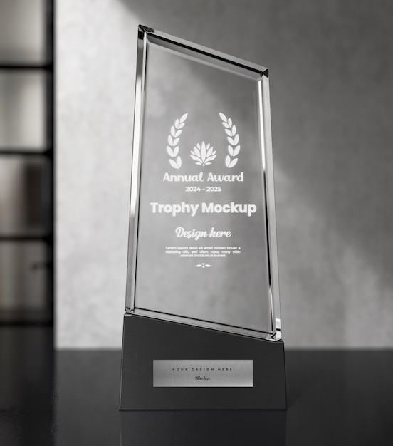 PSD design del mockup del trofeo di vetro