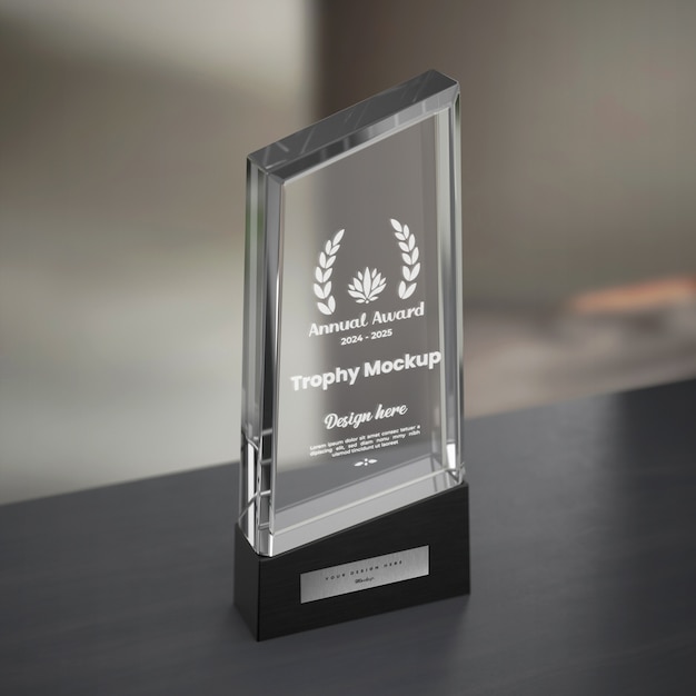 PSD glass trophy mockup design