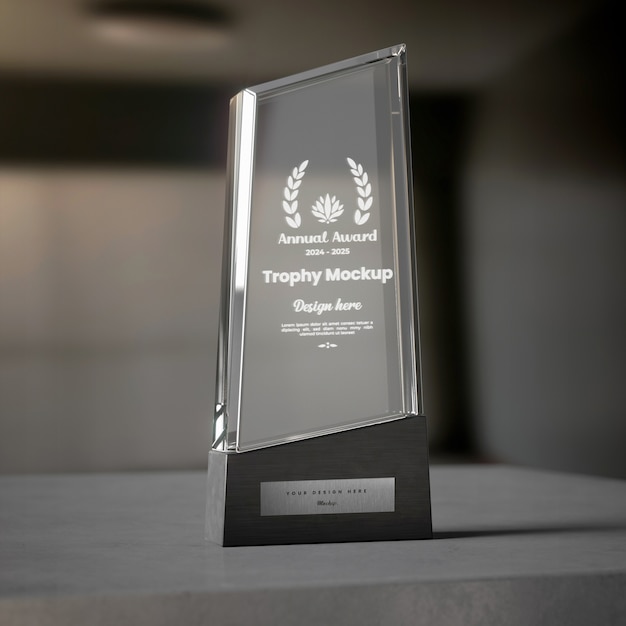 Glass trophy mockup design