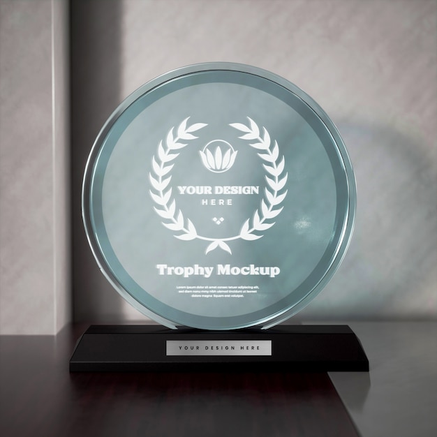 PSD glass trophy mockup