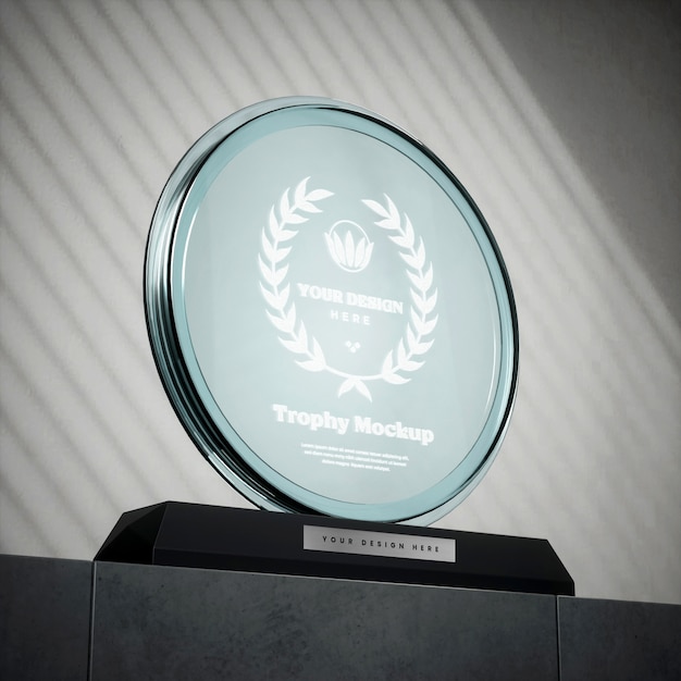 PSD glass trophy mockup