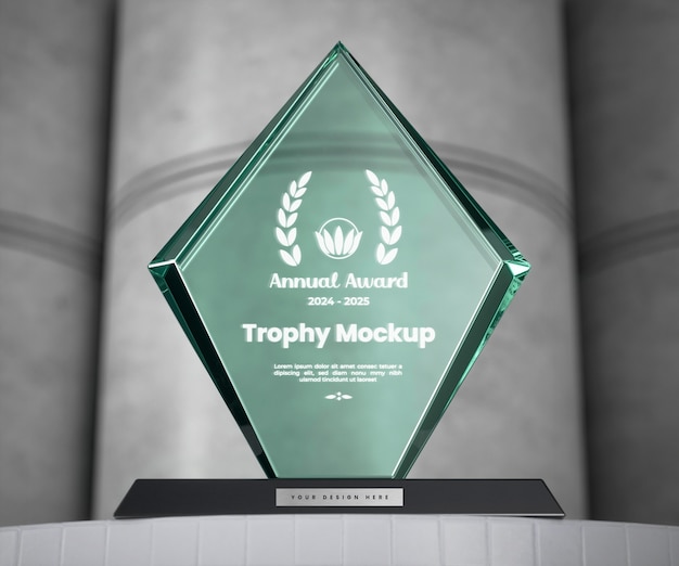 PSD glass trophy mockup