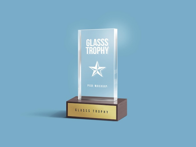 PSD glass trophy mockup