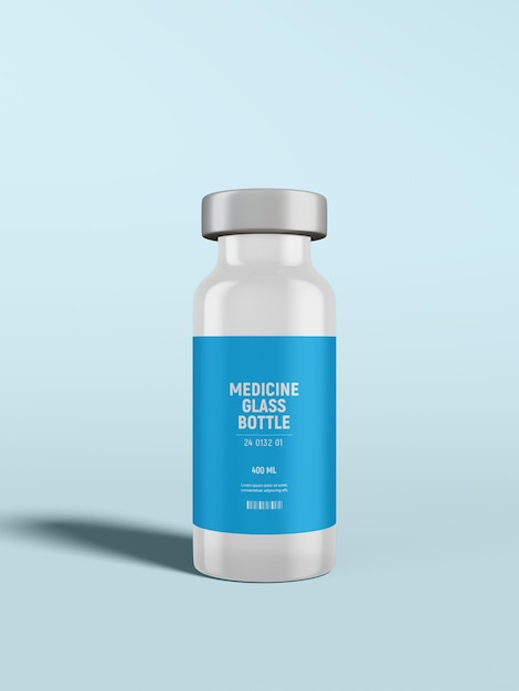 Glass vaccine vial packaging mockup