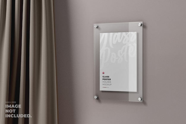 Glass wall poster mockup