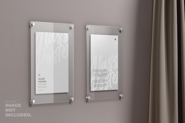 Glass wall poster mockup