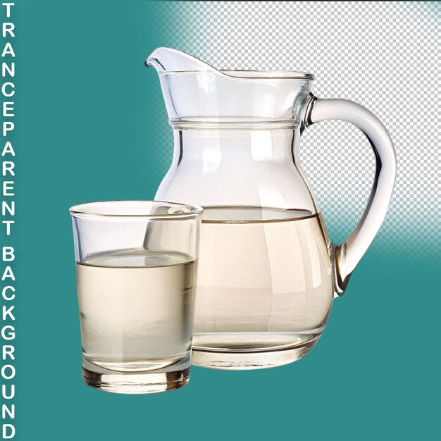 PSD glass of water and glass jug on transparent background