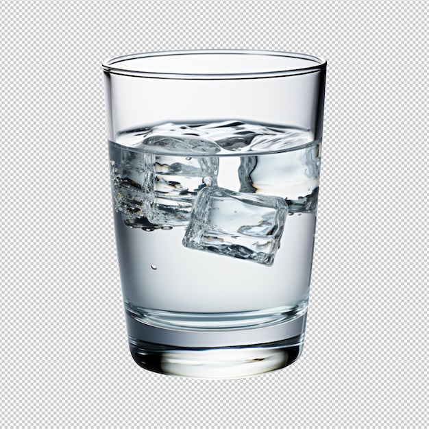 PSD a glass of water with ice isolated on transparent background