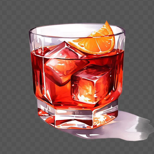 PSD a glass of whiskey with ice cubes on it