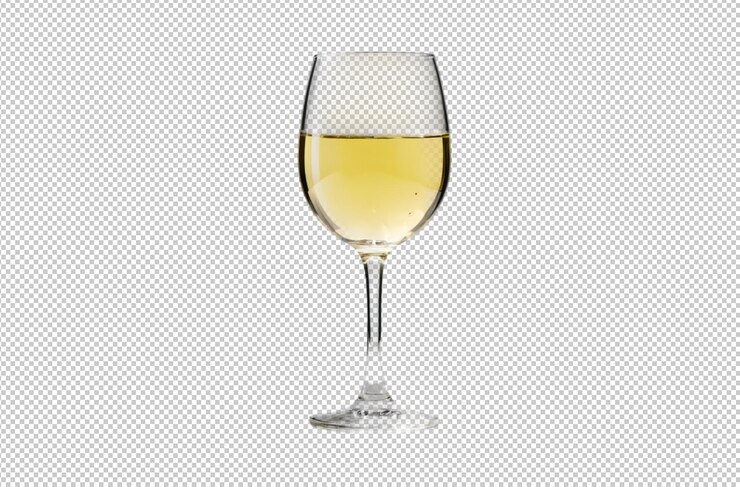 PSD glass of white wine on table