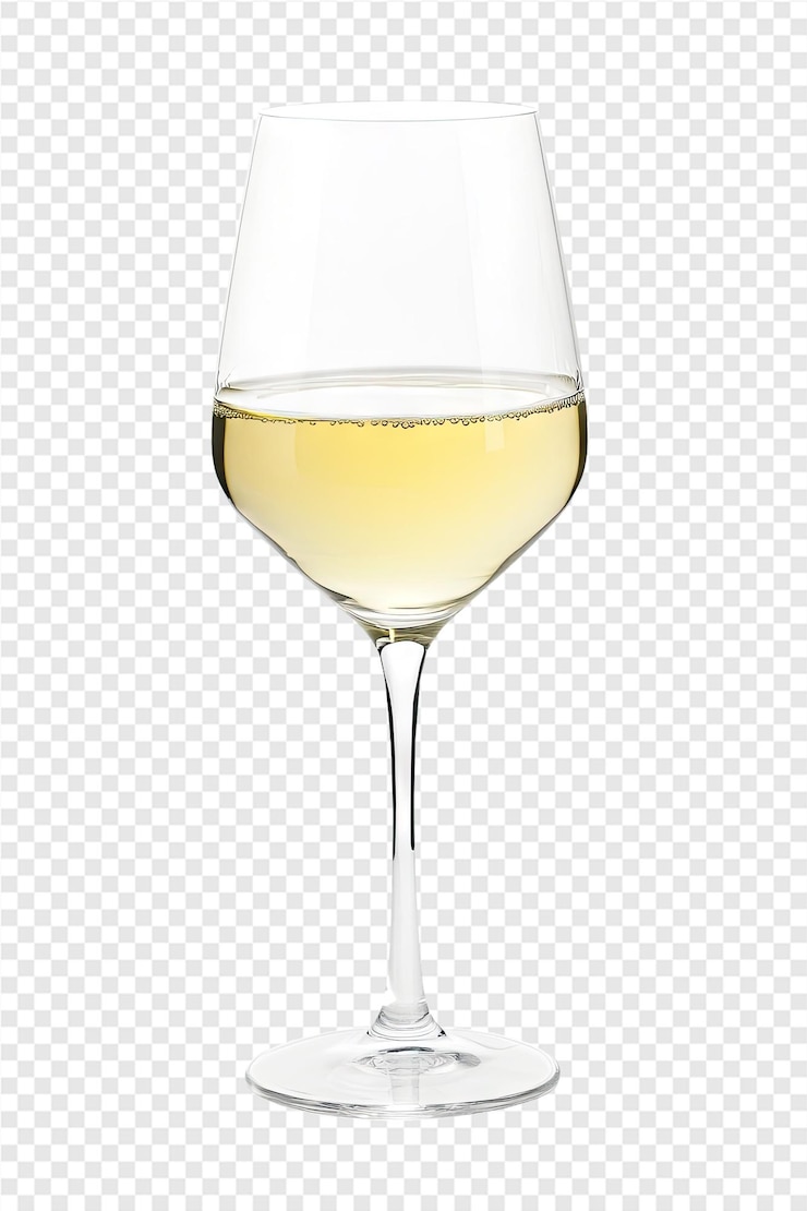 PSD a glass of white wine with a half full glass on a transparent background