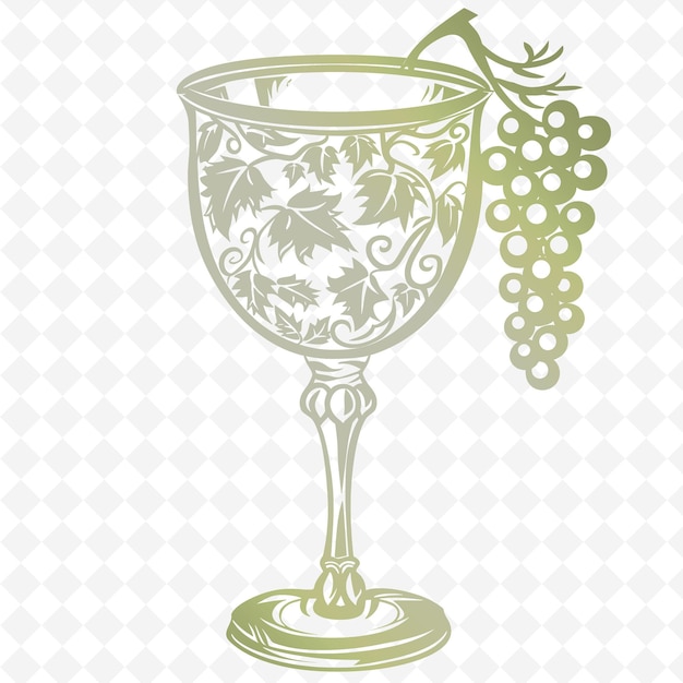 PSD a glass with grapes and a wine glass