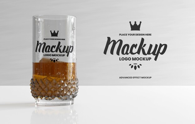 Vetro con mockup effetto logo