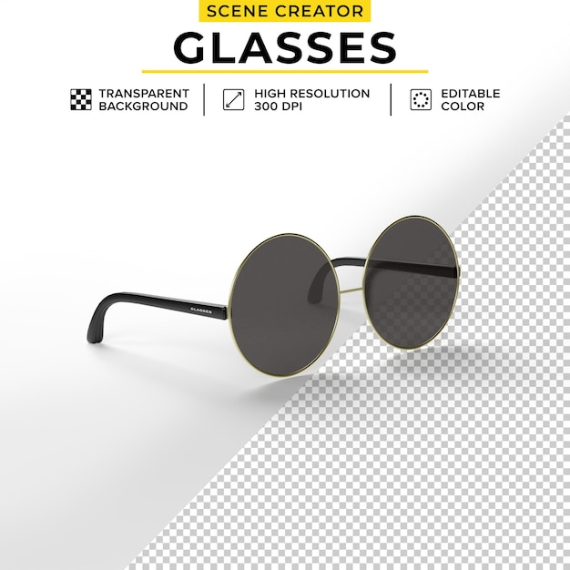 glasses in 3d rendering isolated