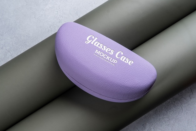 PSD glasses case with engraved text effect mock-up