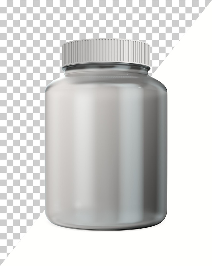 PSD glasses medicine bottle on white background isolated 3d illustration