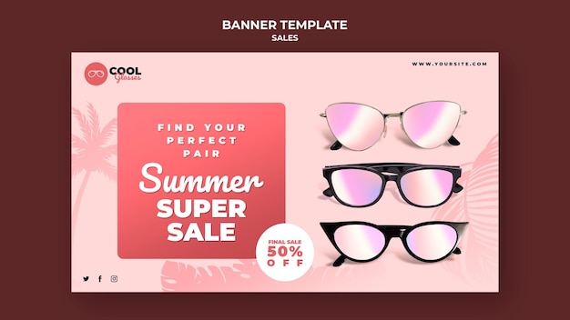 PSD glasses sales banner template