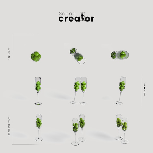 glasses with olives variety angles christmas scene creator
