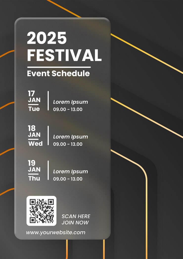 PSD glassmorphism festival poster template