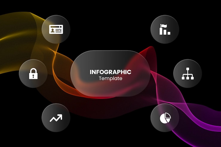 PSD glassmorphism infographic template design
