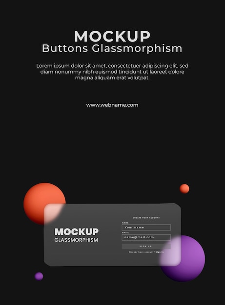 Glassmorphism knoppen stijl mockup