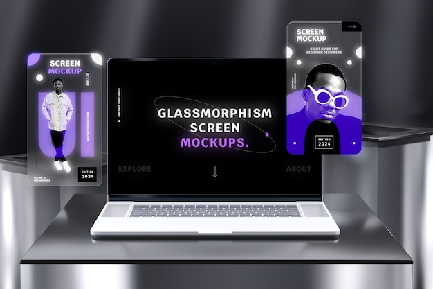 PSD glassmorphism ноутбук ноутбук