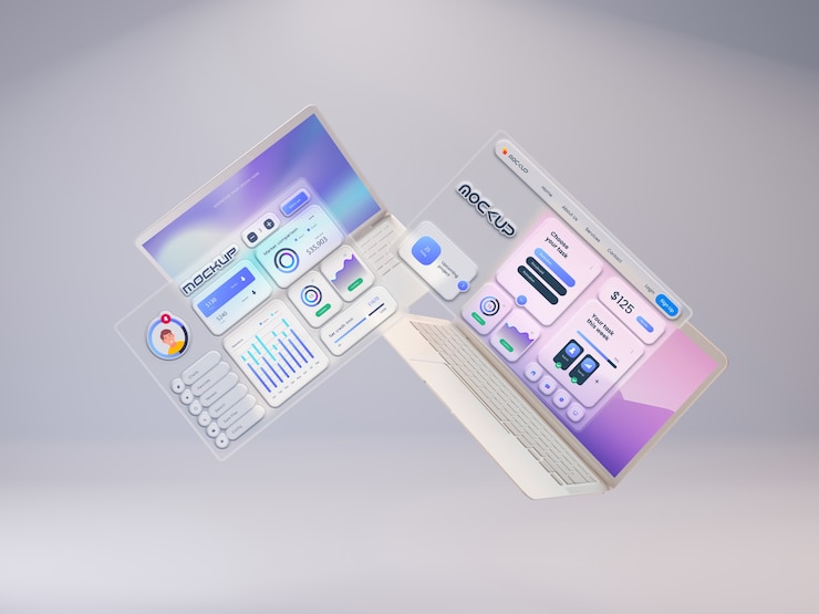 PSD 글래스모피즘 노트북 모 디자인