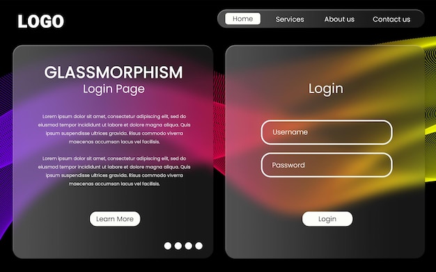 glassmorphism login page ui design