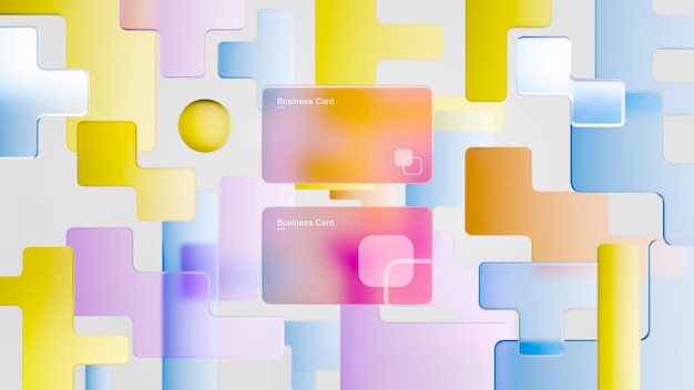 Glassmorphism multicolor modern business card mockup abstract frosted glass gradient background