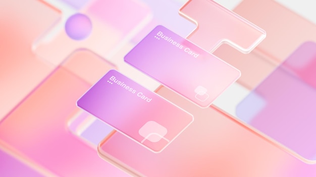 PSD glassmorphism multicolor modern business card mockup abstract frosted glass gradient background