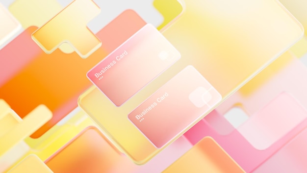 PSD glassmorphism multicolor modern business card mockup abstract frosted glass gradient background