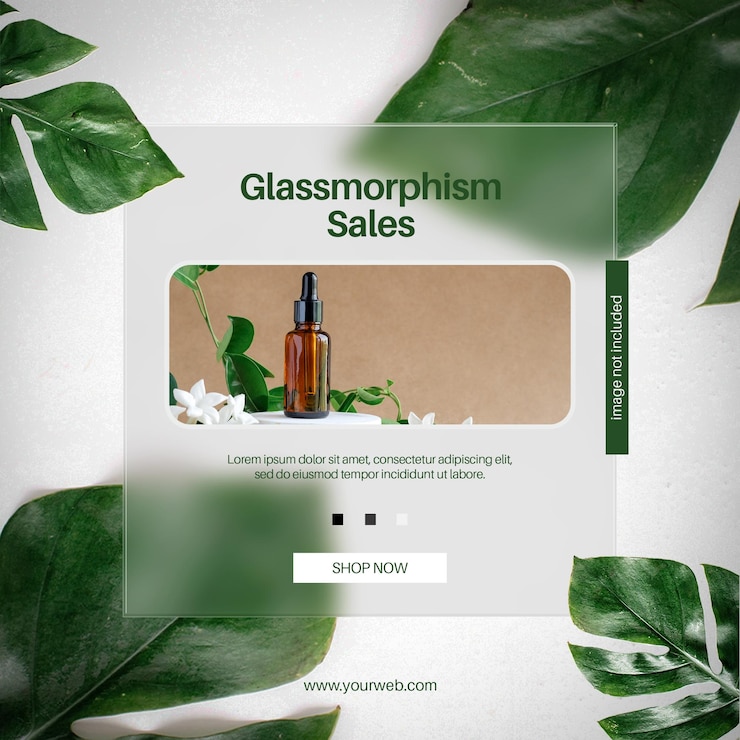 PSD glassmorphism продажа пост шаблон мокап современный дизайн psd шаблон