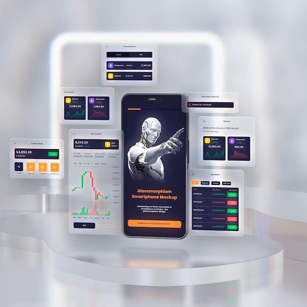 Glassmorphism smartphone mockup design