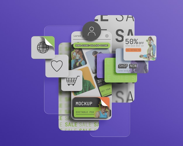 glassmorphism style mockup design
