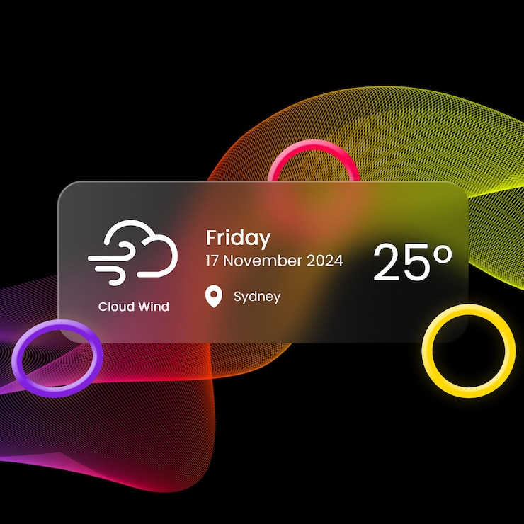 PSD glassmorphism weather widget ui glass design