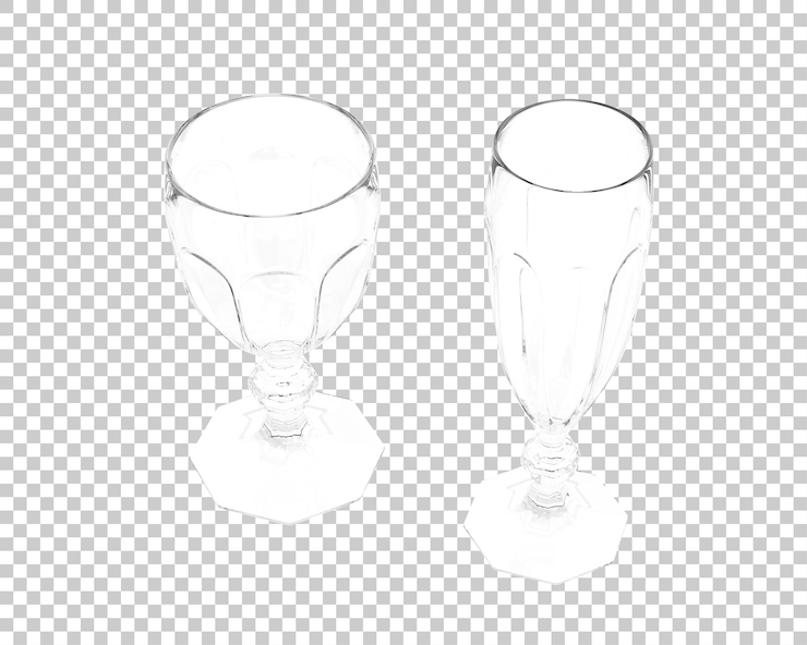 PSD glassware isolated on transparent background 3d rendering illustration