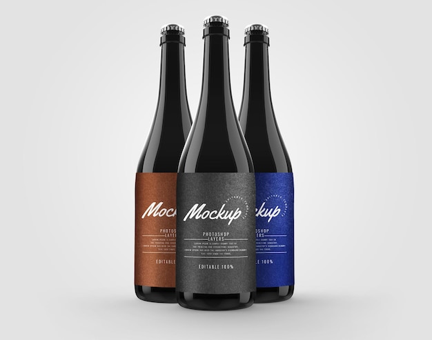 Glazen donkere fles reclame mockup