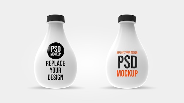 Glazen fles 3d-rendering mockup ontwerp