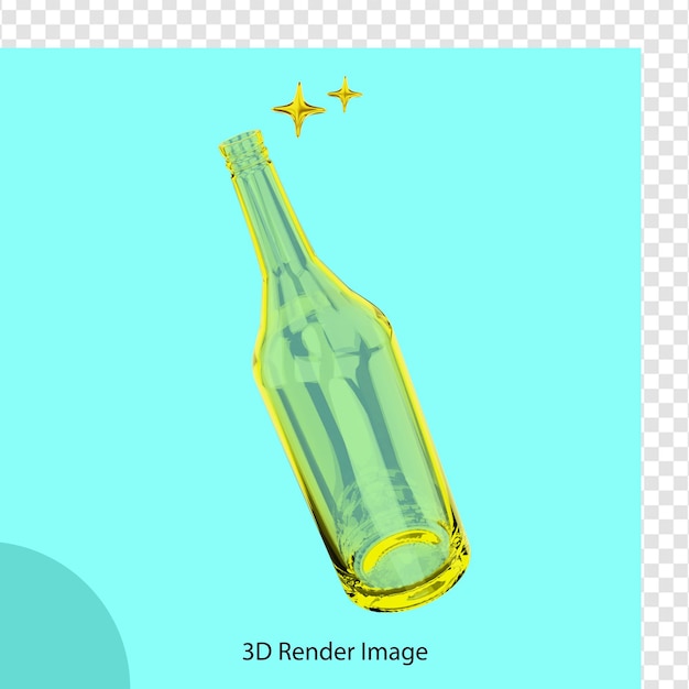 PSD glazen fles keuken pictogram 3d-rendering