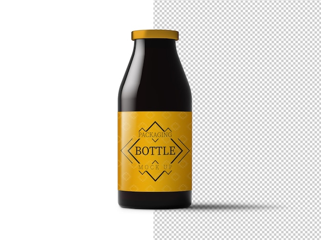 Glazen fles met mockup van label geïsoleerd