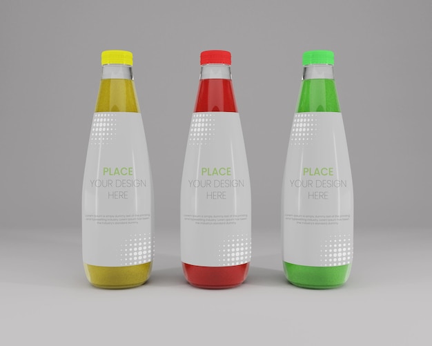 Glazen fles mockup-ontwerp in 3d-rendering